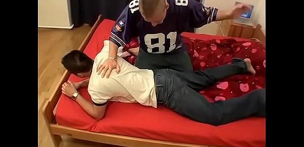  Punk boy spanks his roommates ass only to be spanked back